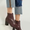 Boots * | Jones Bootmaker Burgundy Neptune Leather Heeled Ladies Ankle Boots