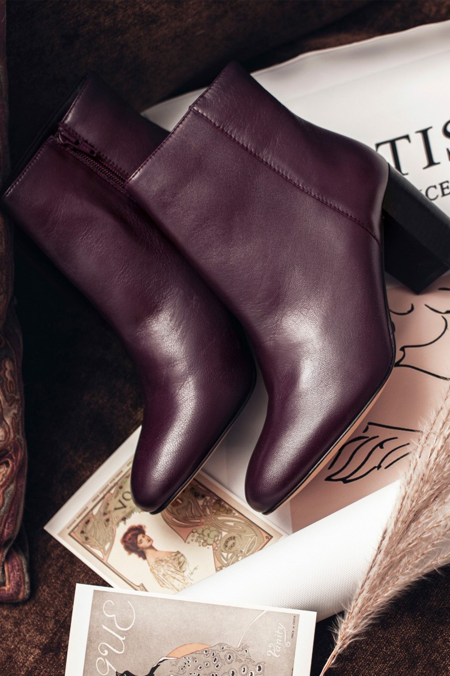 Boots * | Jones Bootmaker Burgundy Neptune Leather Heeled Ladies Ankle Boots