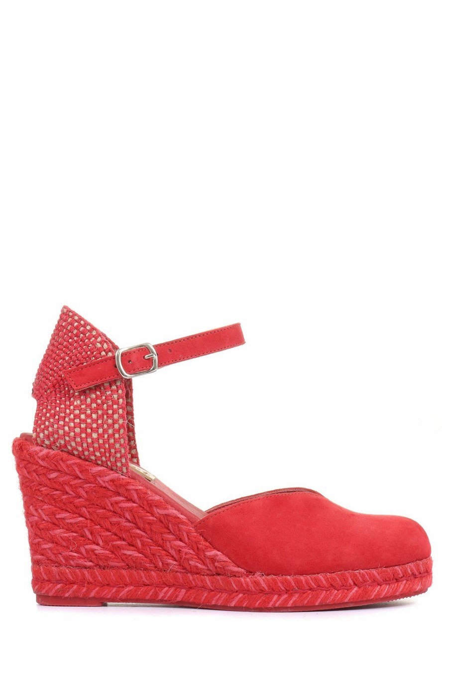 Other * | Jones Bootmaker Ladies Red Arabella Leather Wedge Sandals