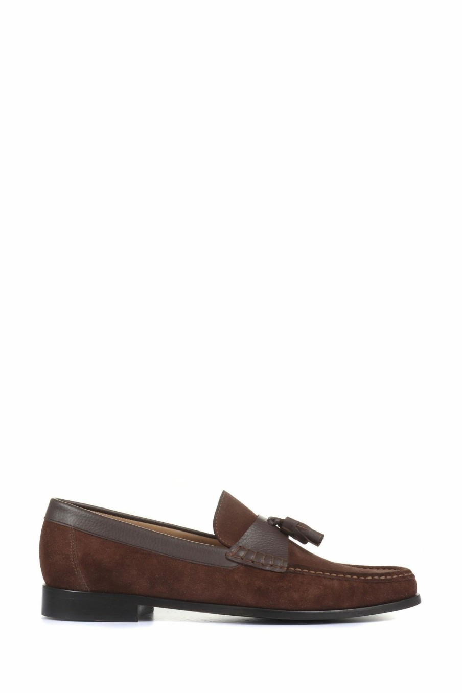 Shoes * | Jones Bootmaker Brown Men'S Suede Ultra Wide Tassel Loafers