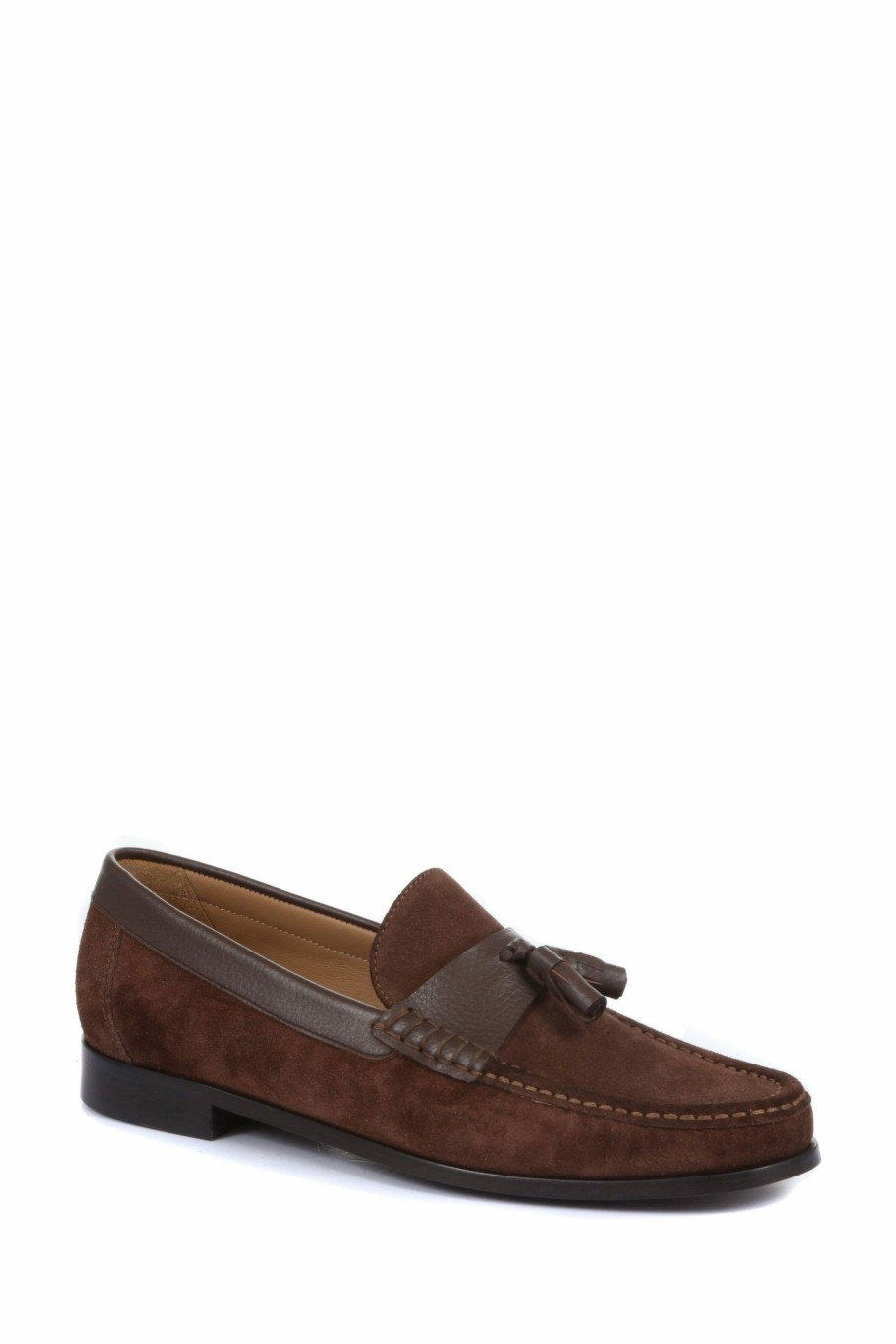 Shoes * | Jones Bootmaker Brown Men'S Suede Ultra Wide Tassel Loafers