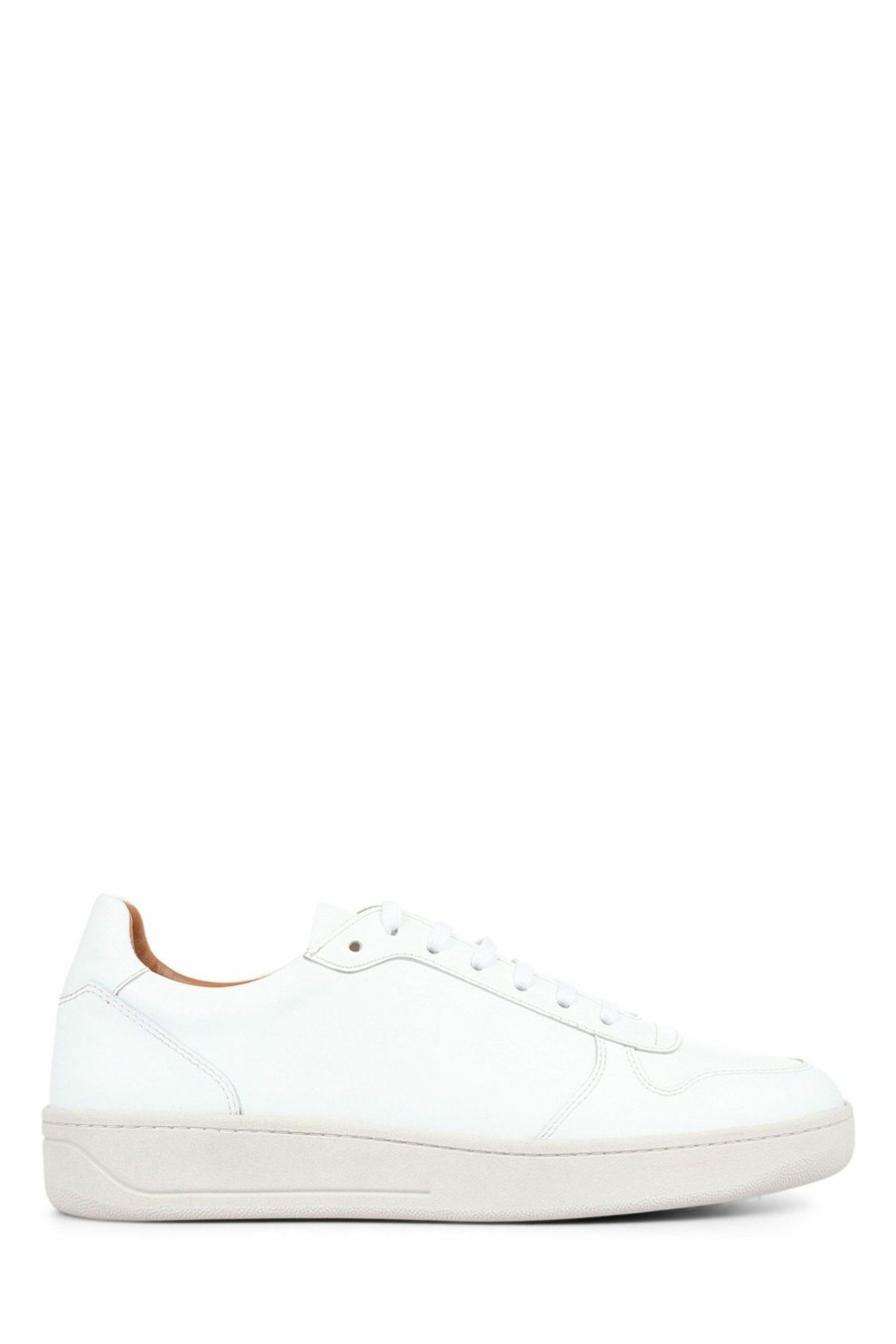 Trainers * | Jones Bootmaker Mens White Stone Leather Trainers