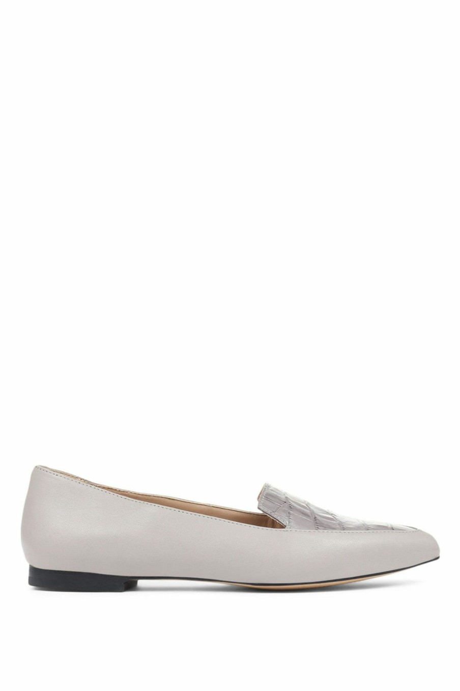 Shoes * | Jones Bootmaker Grey Lilia Ladies Leather Ballerina Flats