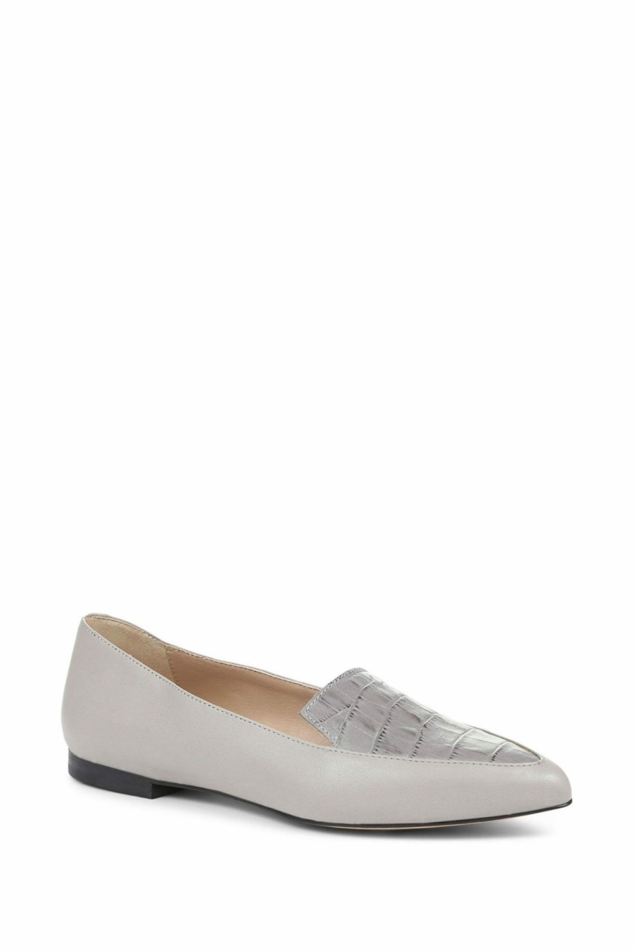 Shoes * | Jones Bootmaker Grey Lilia Ladies Leather Ballerina Flats