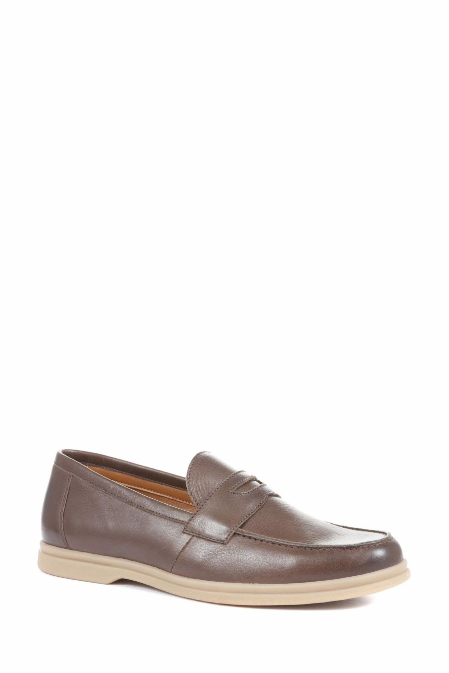 Shoes * | Jones Bootmaker Brown Quinten Leather Loafers