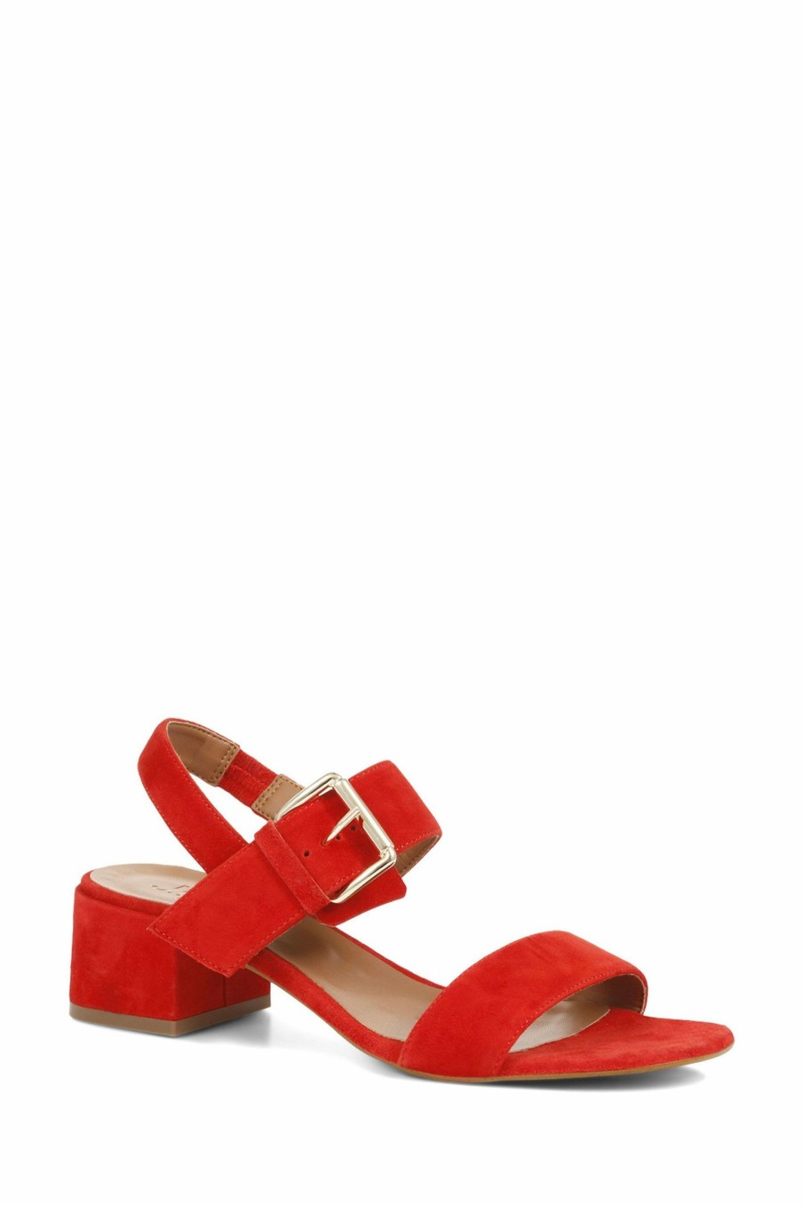 Sandals * | Jones Bootmaker Red Charlee Leather Block Heel Sandals