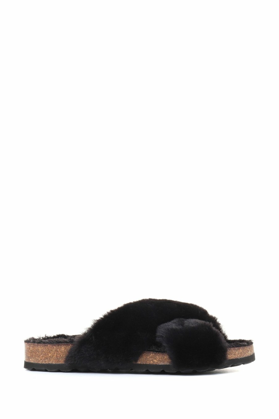 Other * | Jones Bootmaker Black Totto Faux-Fur Slider Slippers