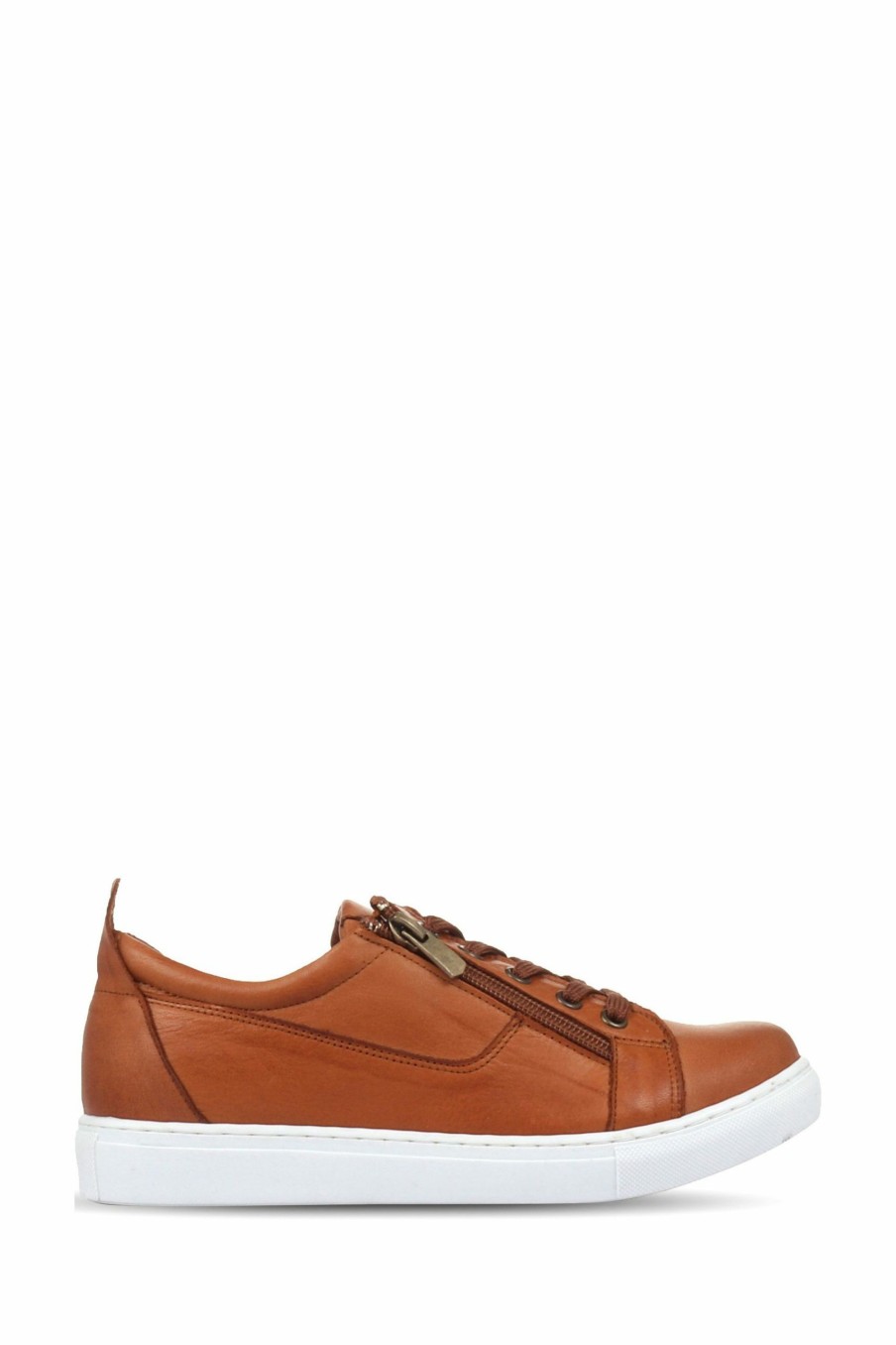 Trainers * | Jones Bootmaker Tan Mila Lace-Up Leather Trainers