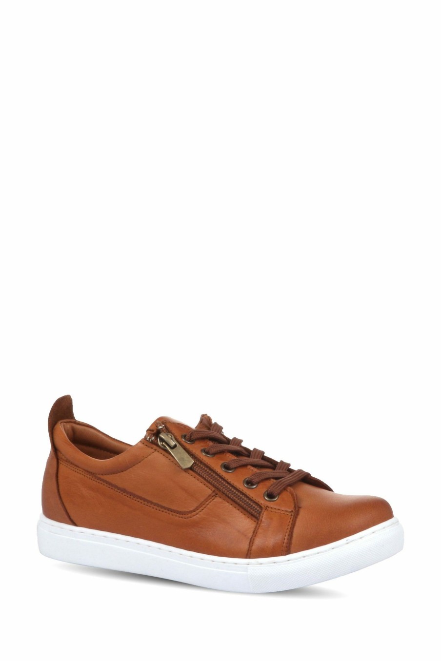 Trainers * | Jones Bootmaker Tan Mila Lace-Up Leather Trainers