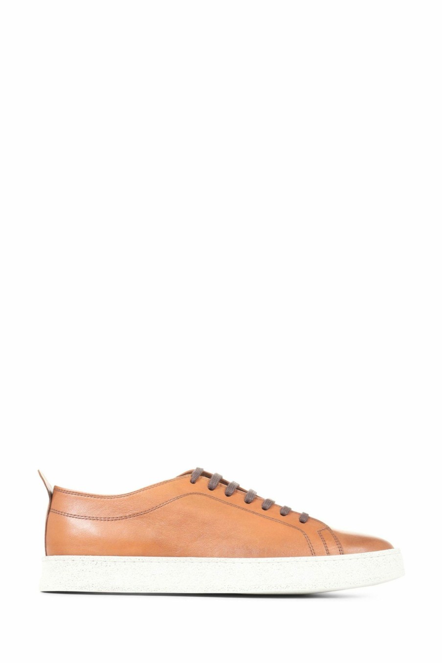 Trainers * | Jones Bootmaker Natural Southfields Lace-Up Leather Trainers