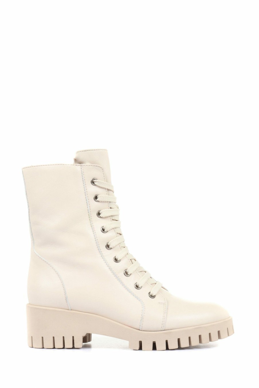 Boots * | Jones Bootmaker Lauryn White Leather Combat Boots