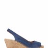 Shoes * | Jones Bootmaker Blue Rosanna Slingback Wedges