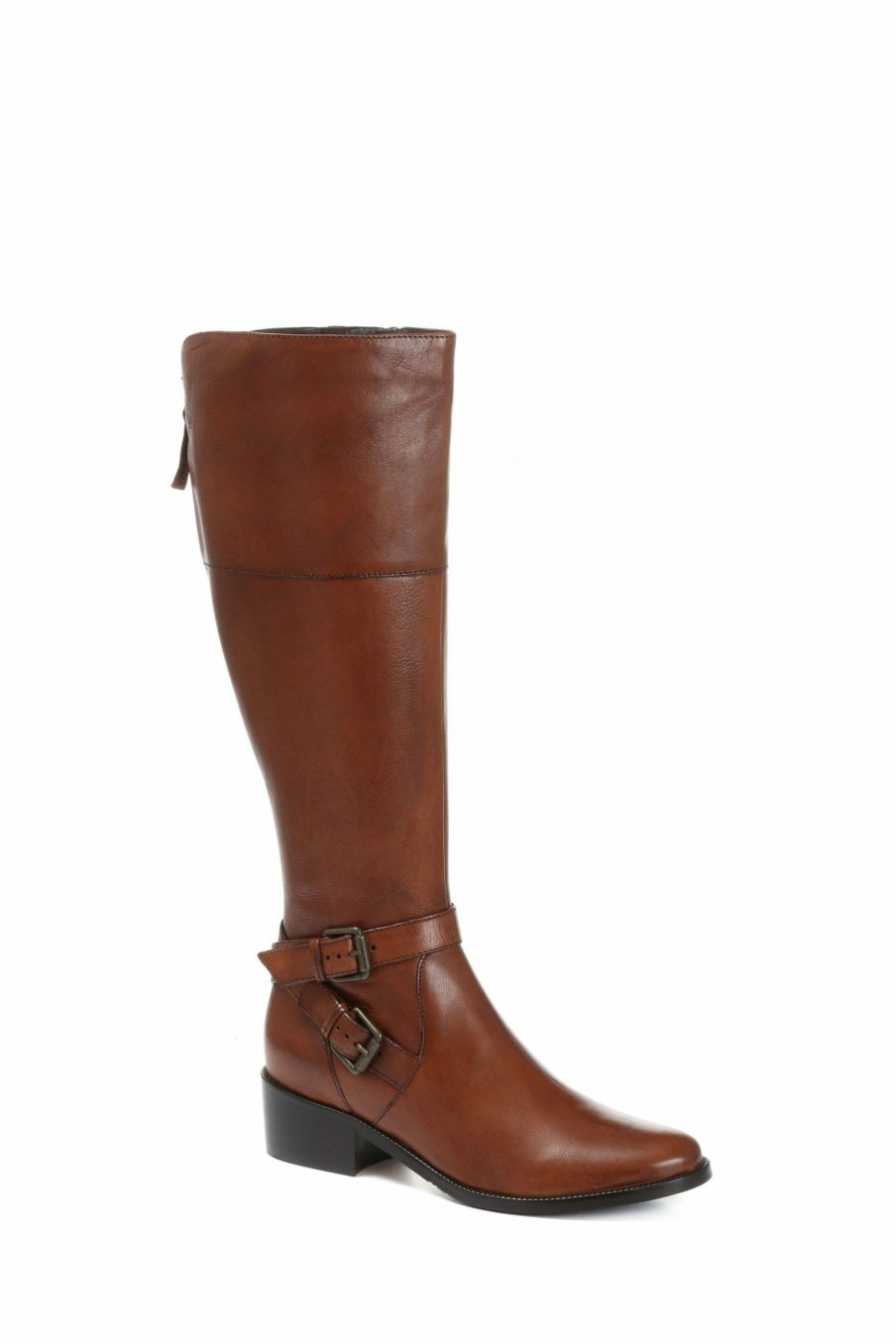 Boots * | Jones Bootmaker Brown Wide Fit Leather Ladies Knee Boots