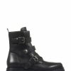 Boots * | Jones Bootmaker Womens Casimira Black Buckle Biker Boots