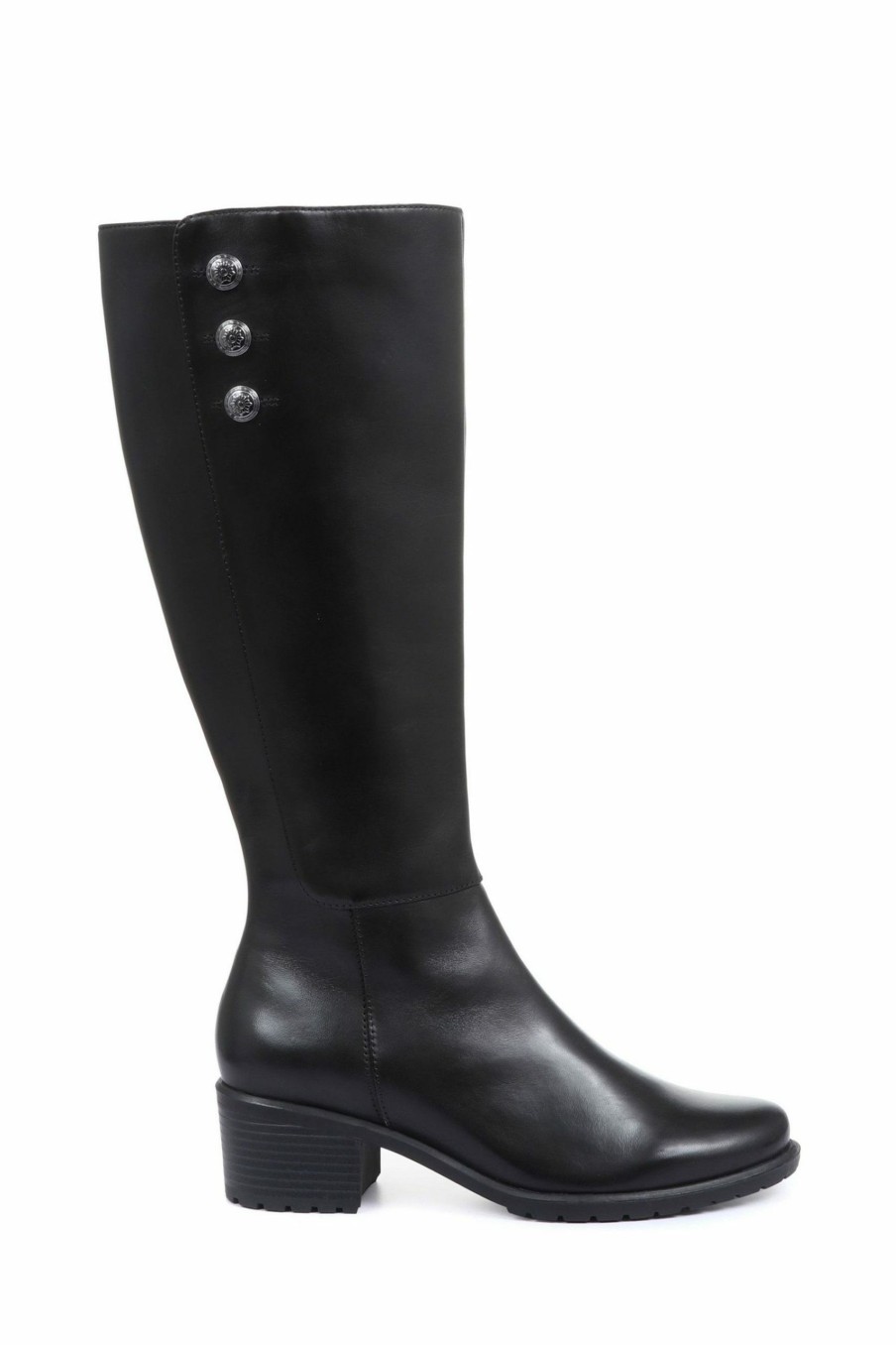 Boots * | Jones Bootmaker Black Grantley Leather Knee High Boots