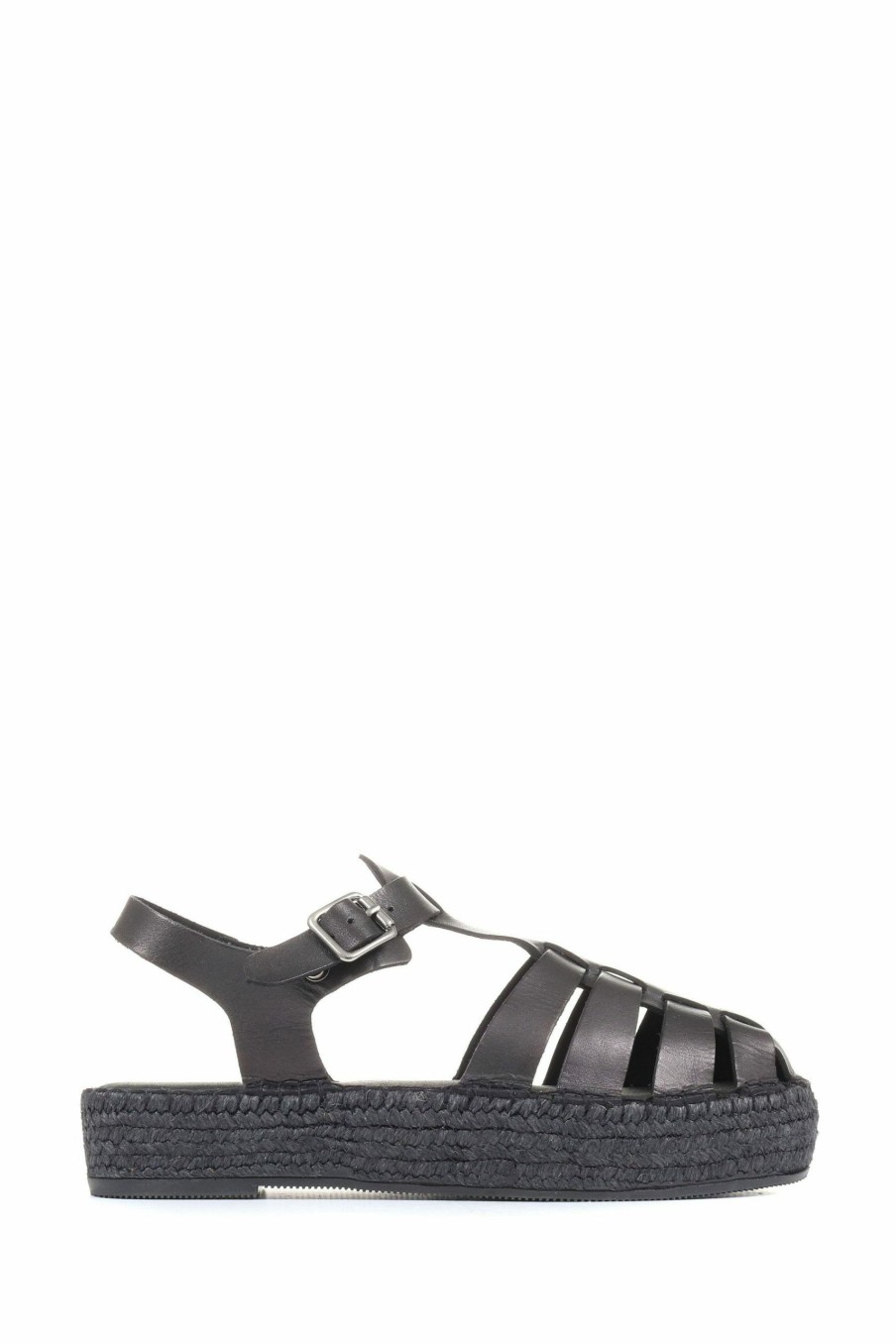 Sandals * | Jones Bootmaker Adelynn Black Platform Espadrille Sandals