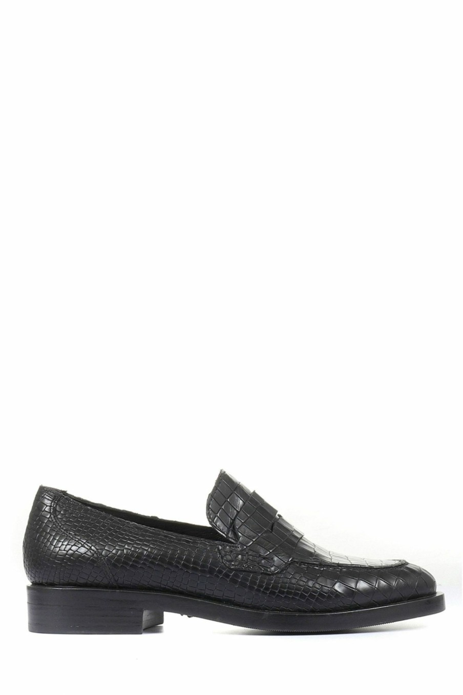 Shoes * | Jones Bootmaker Black Chiswick Leather Ladies Penny Loafers