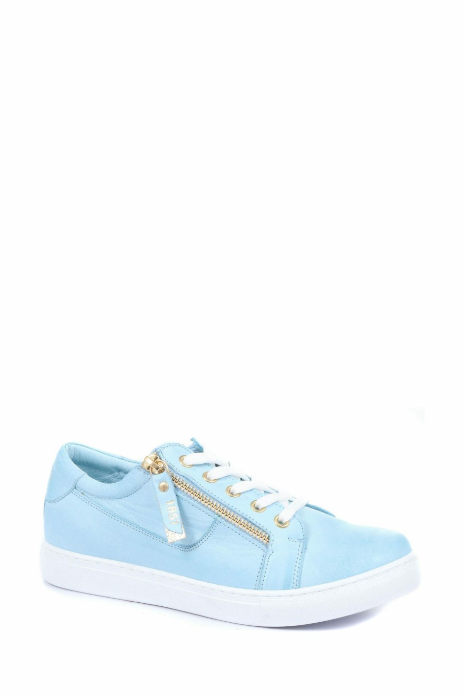 Trainers * | Jones Bootmaker Blue Padova Leather Lace-Up Trainers