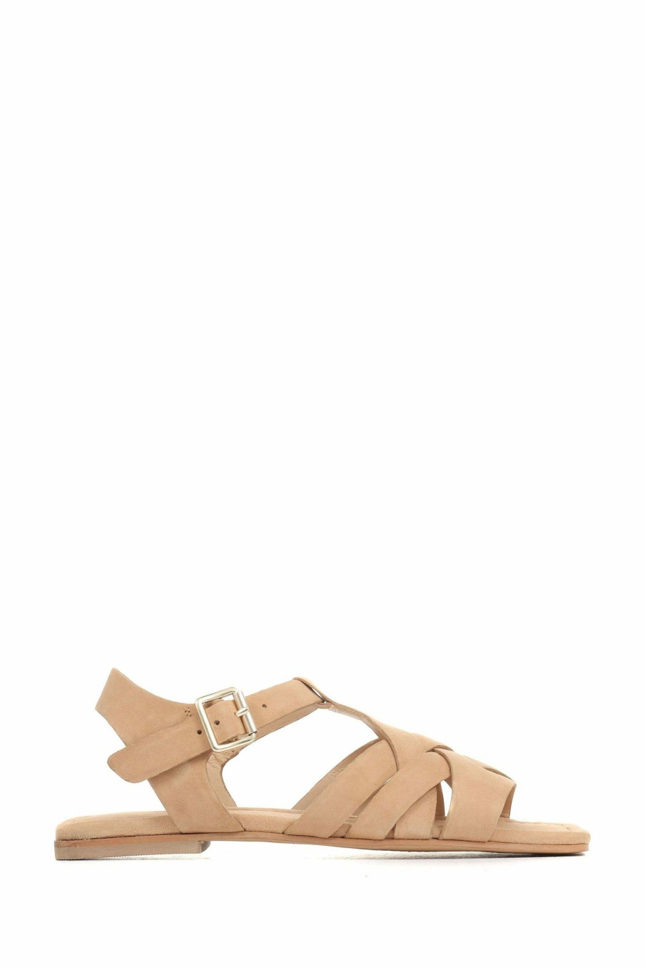 Sandals * | Jones Bootmaker Natural Lyla Flat Leather Sandals