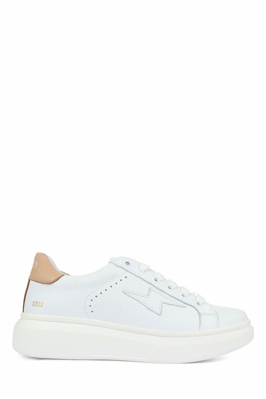 Trainers * | Jones Bootmaker Womens White Enrica Leather Platform Trainers