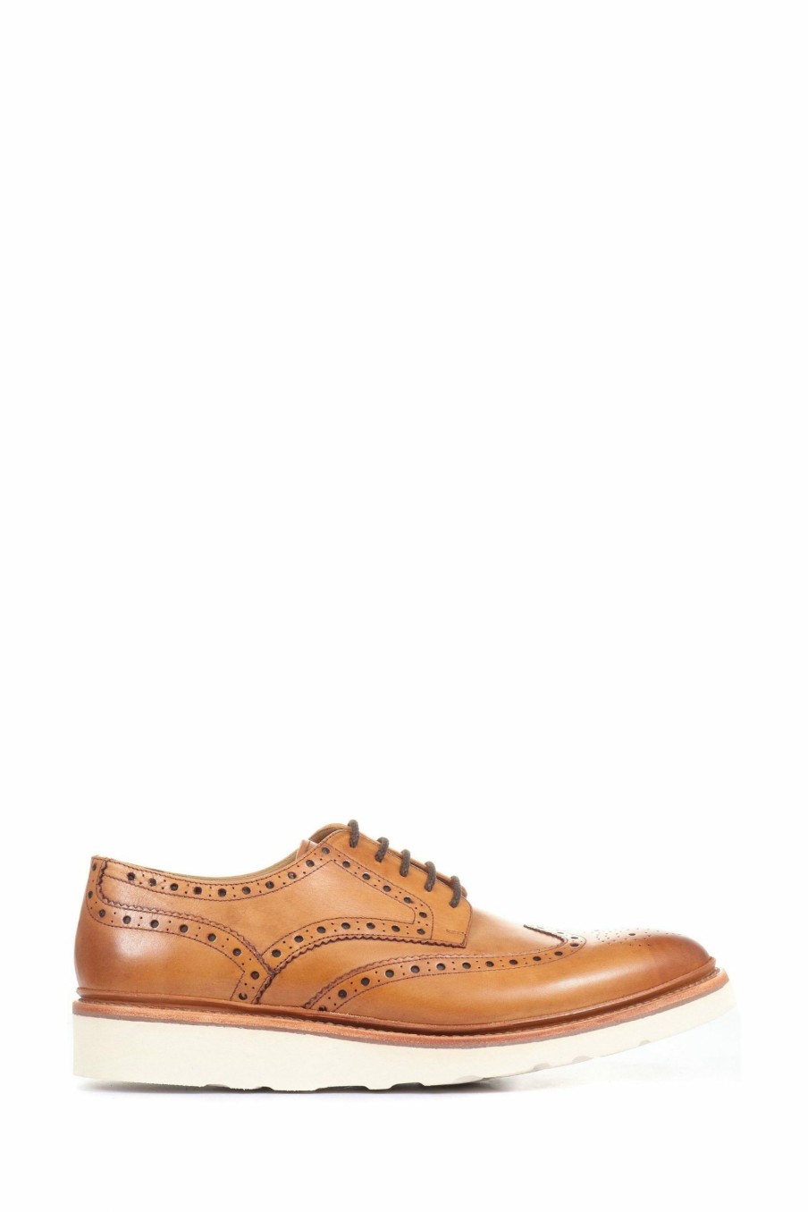 Shoes * | Jones Bootmaker Tan Brown Bedford Casual Leather Brogues With Vibram Soles