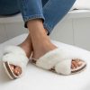 Other * | Jones Bootmaker Cream Totto Faux-Fur Slider Slippers