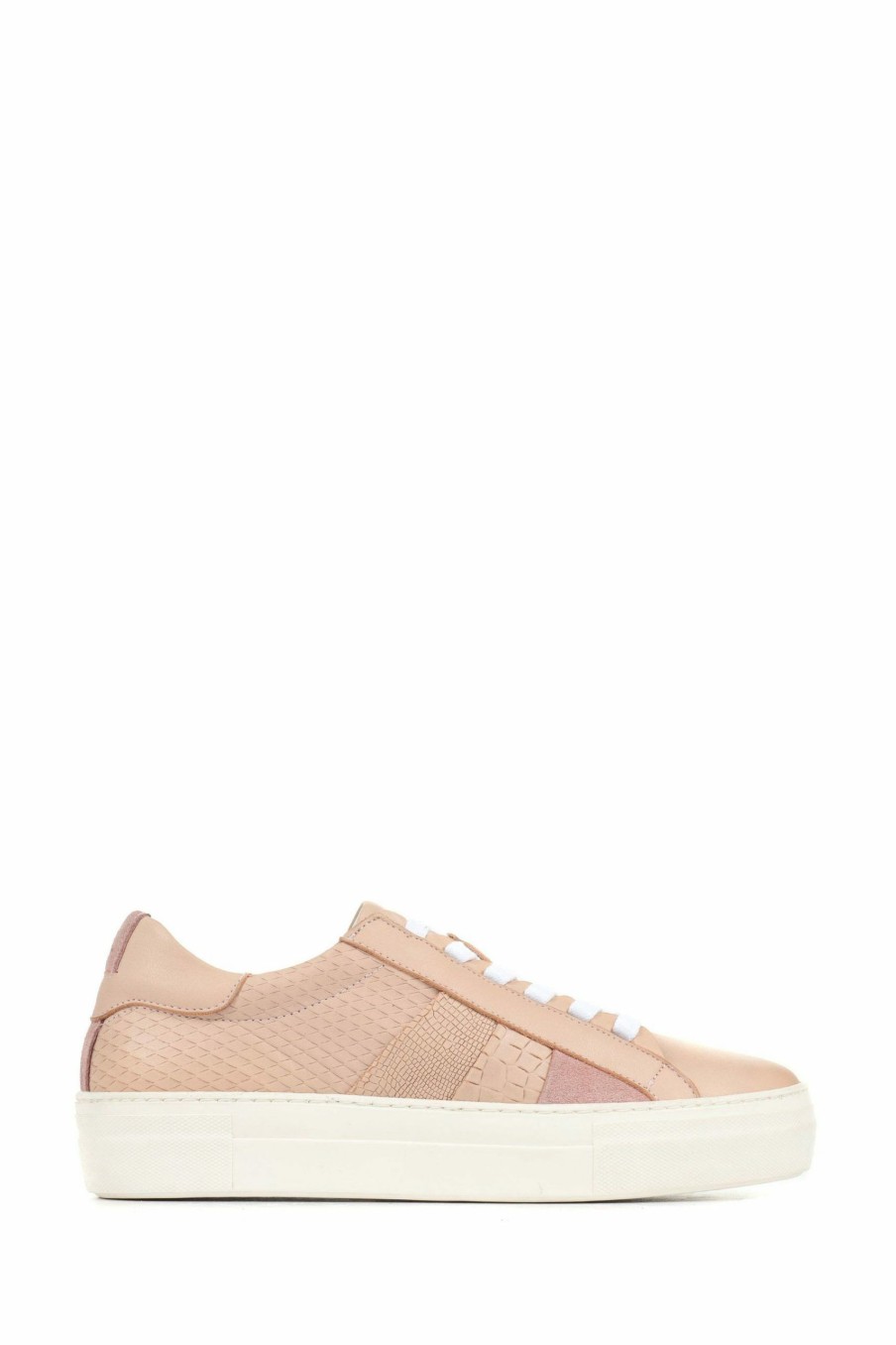 Trainers * | Jones Bootmaker Nude Aliyah Leather Trainers