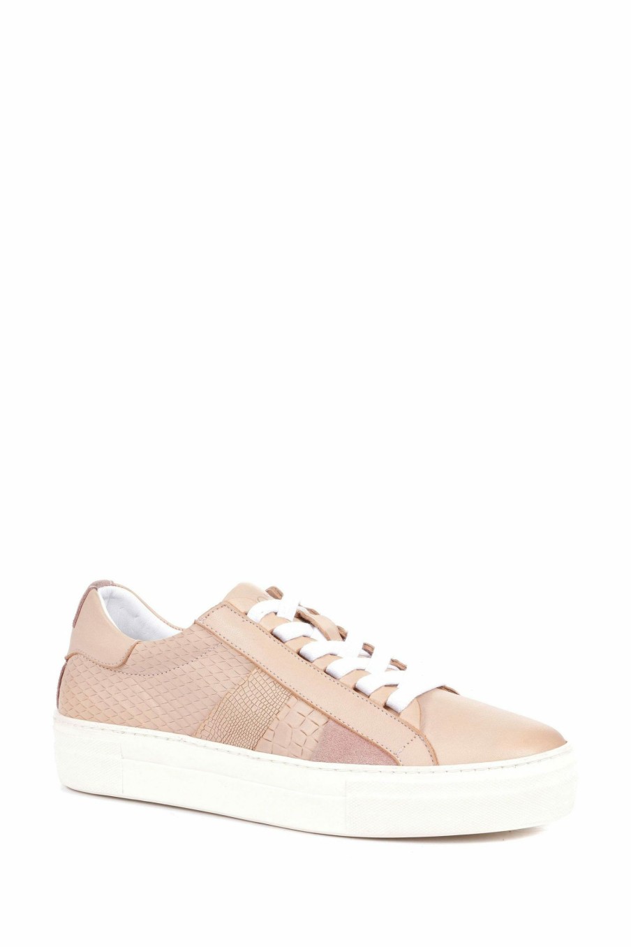 Trainers * | Jones Bootmaker Nude Aliyah Leather Trainers