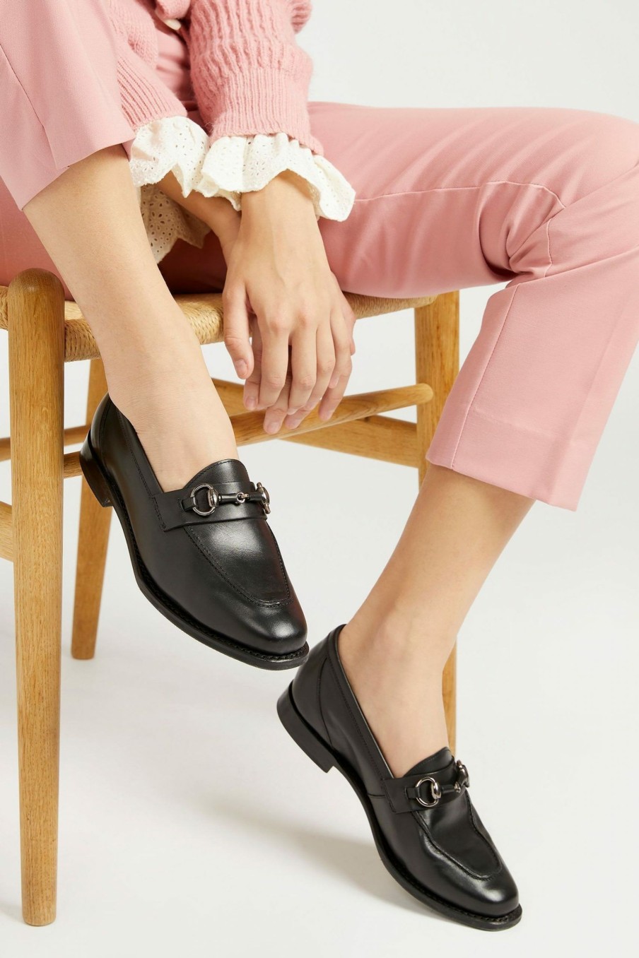 Shoes * | Jones Bootmaker Black Hummingbird Goodyear Welted Ladies Leather Loafers