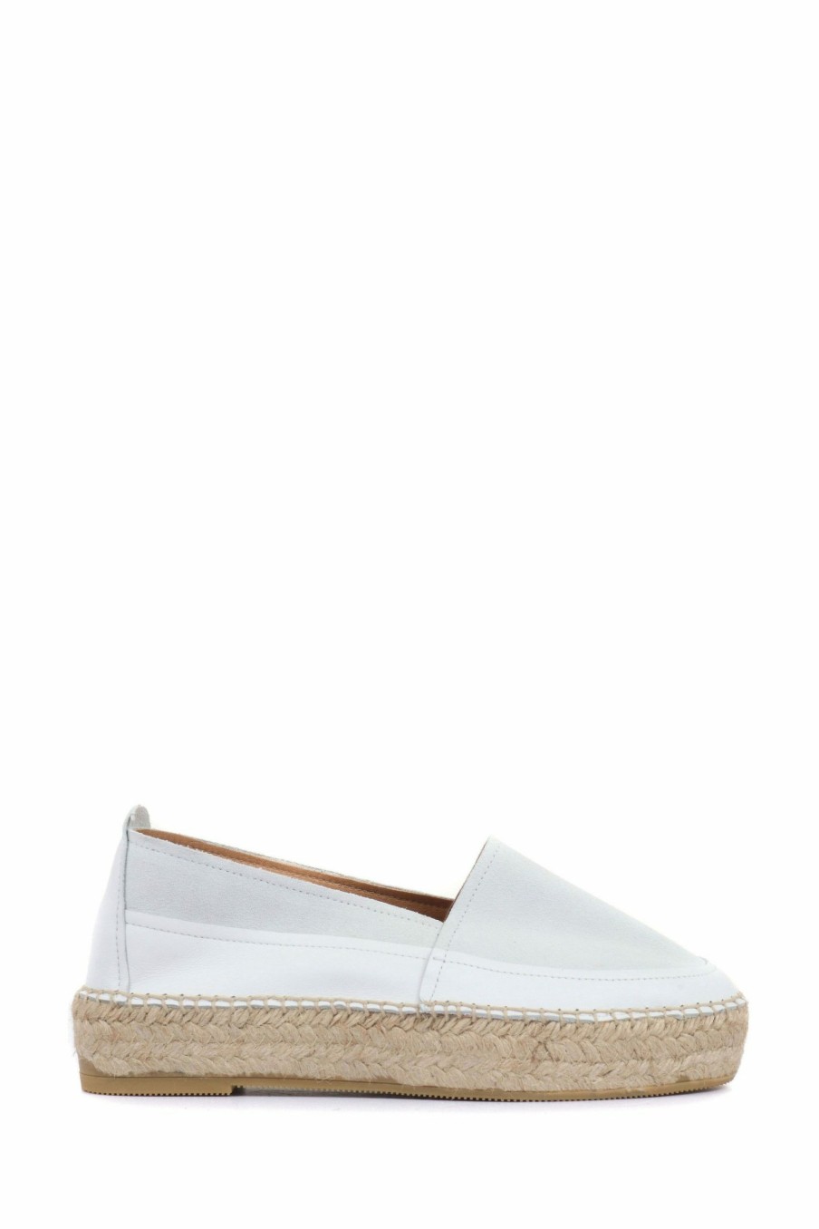 Shoes * | Jones Bootmaker White Adalyn Ladies Leather Espadrilles