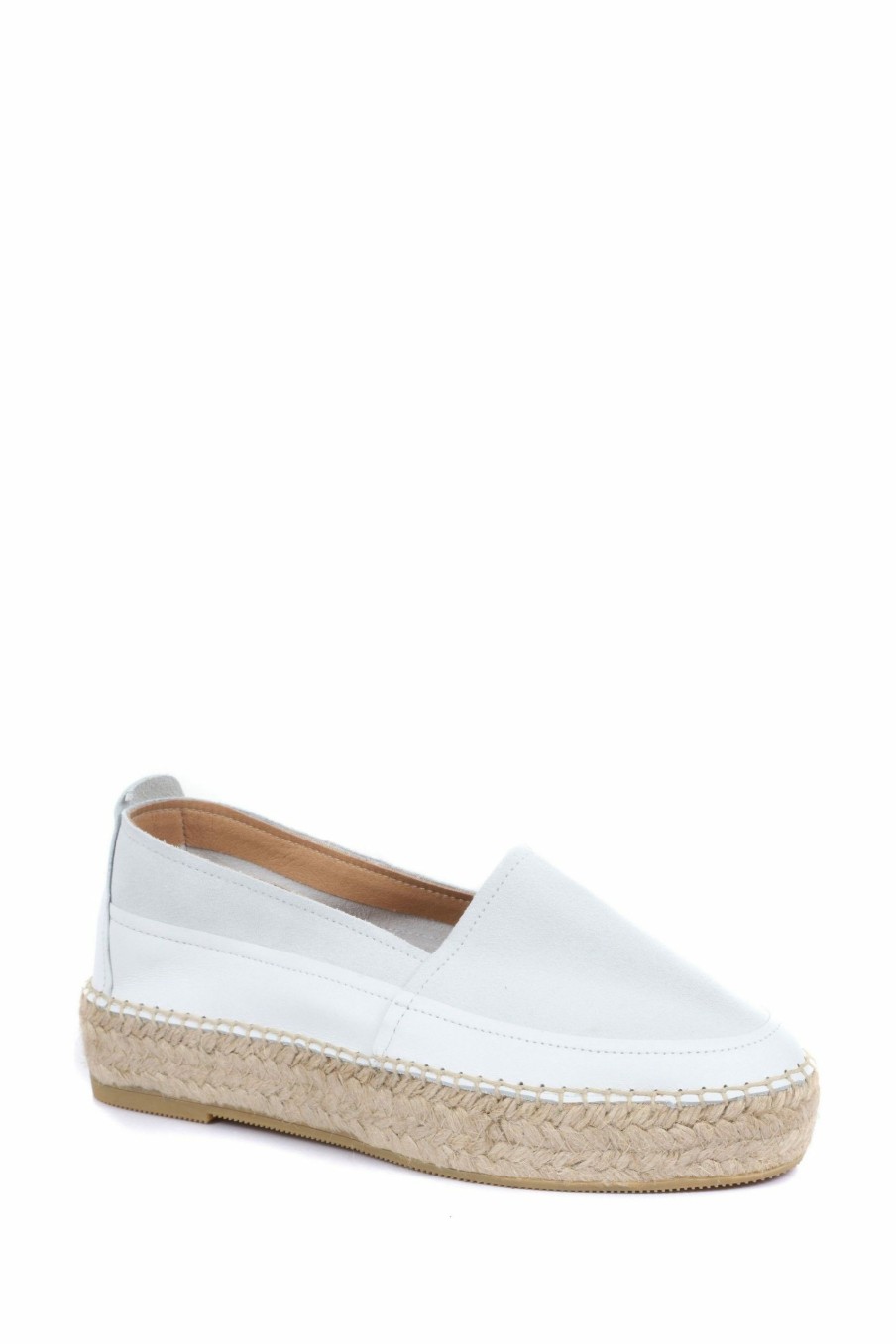 Shoes * | Jones Bootmaker White Adalyn Ladies Leather Espadrilles