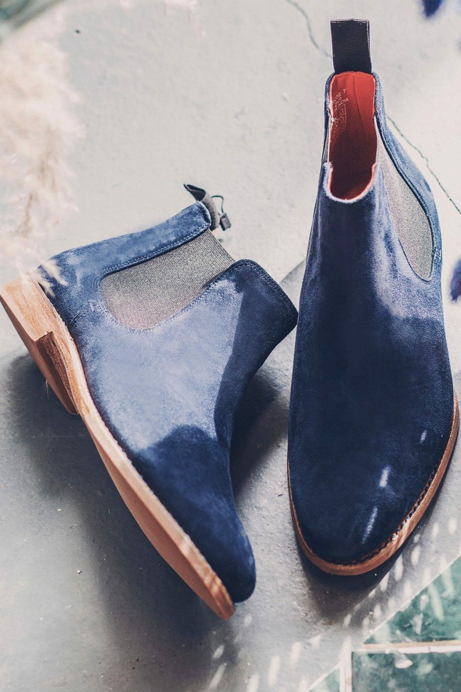 Boots * | Jones Bootmaker Blue Primrose Goodyear Welted Suede Ladies Chelsea Boots