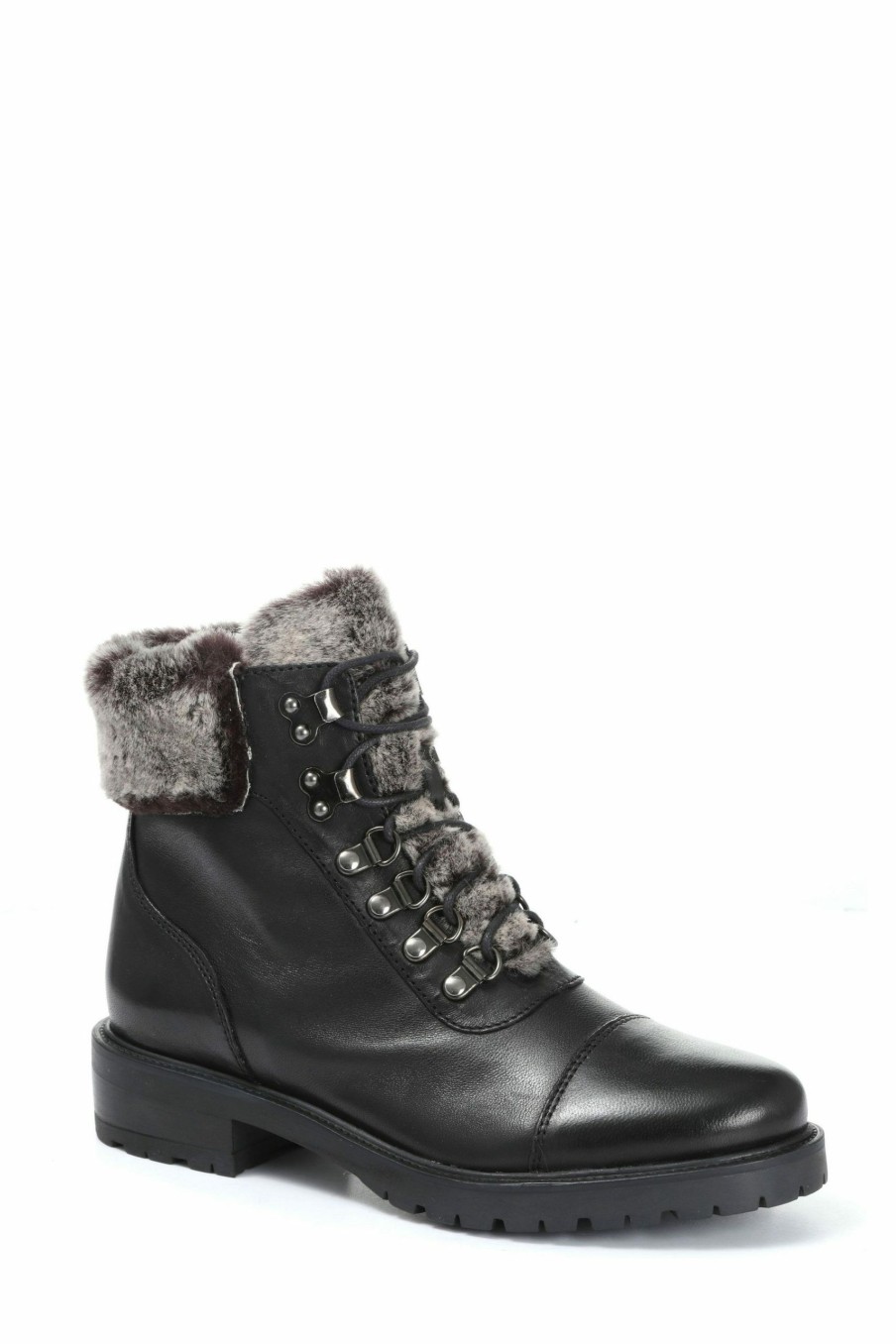 Boots * | Jones Bootmaker Black Leather Lace-Up Ladies Hiker Boots