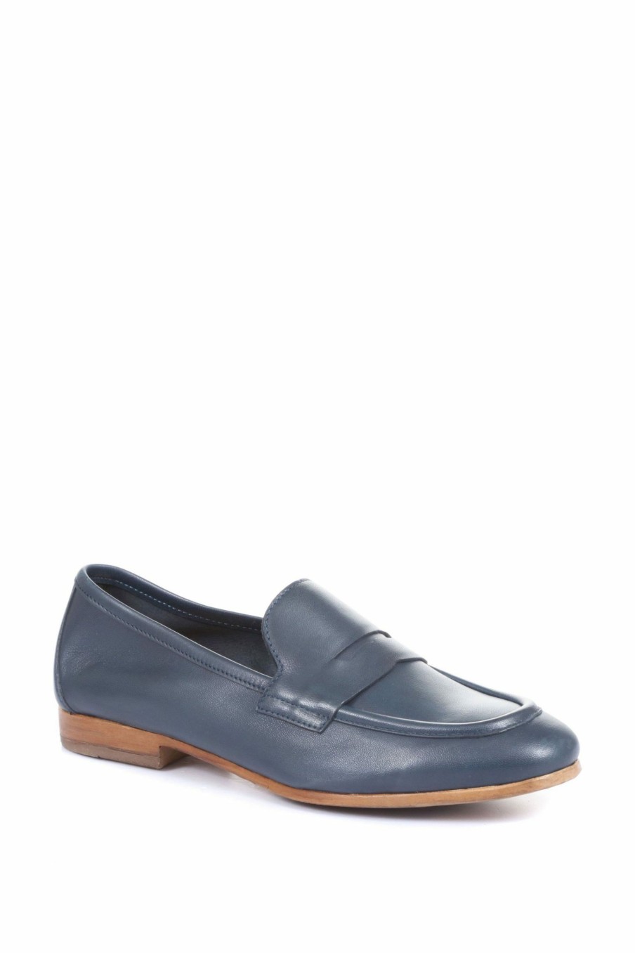 Shoes * | Jones Bootmaker Blue King Bird Leather Ladies Penny Loafers