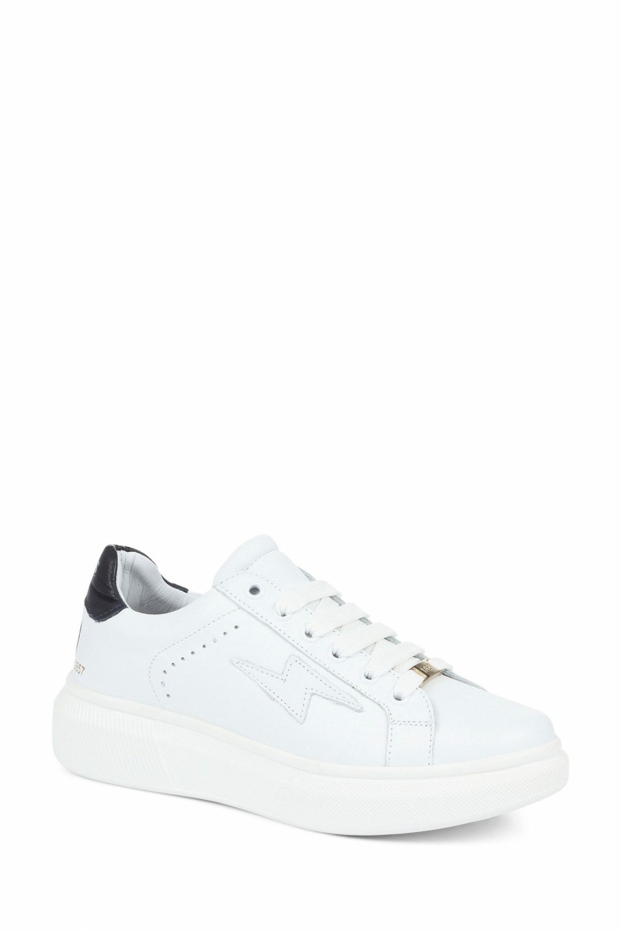 Trainers * | Jones Bootmaker Enrica White Leather Platform Trainers