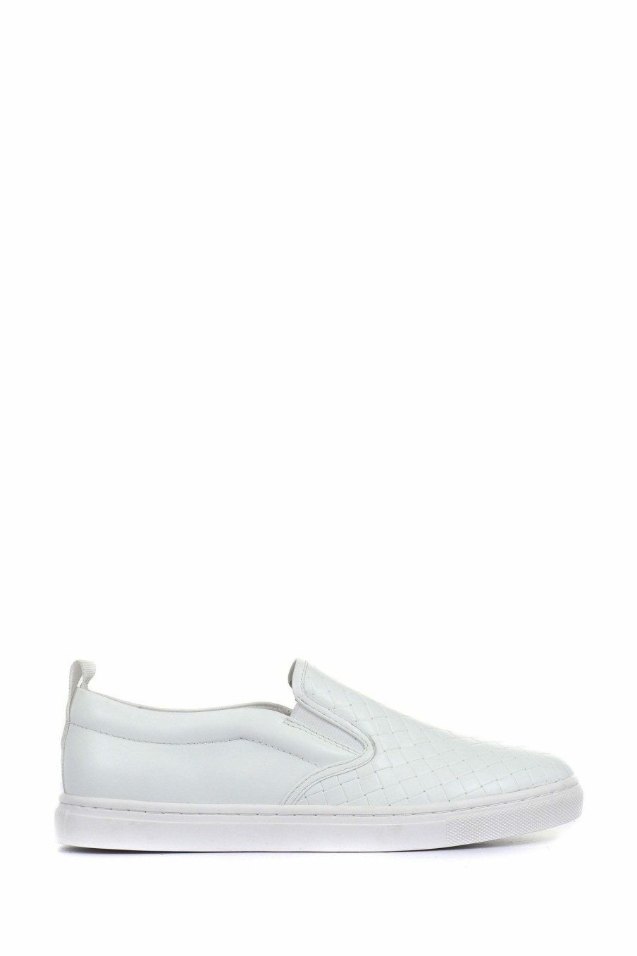 Trainers * | Jones Bootmaker White Saoirse Ladies Leather Slip On Trainers