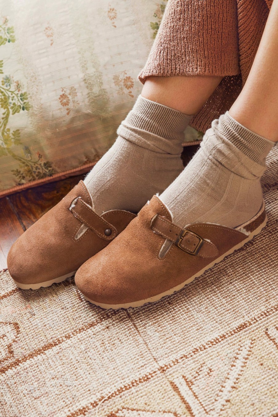 Shoes * | Jones Bootmaker Tan Brown Libby Suede Clogs