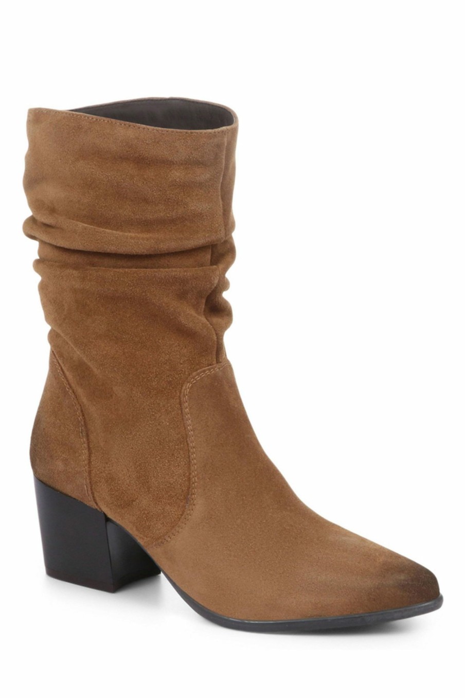 Boots * | Jones Bootmaker Women'S Tan Cloe Leather Suede Slouch Boots