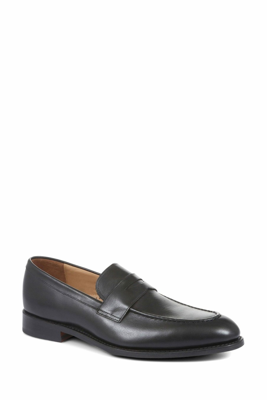 Shoes * | Jones Bootmaker Barcelona Goodyear Black Welted Leather Loafers