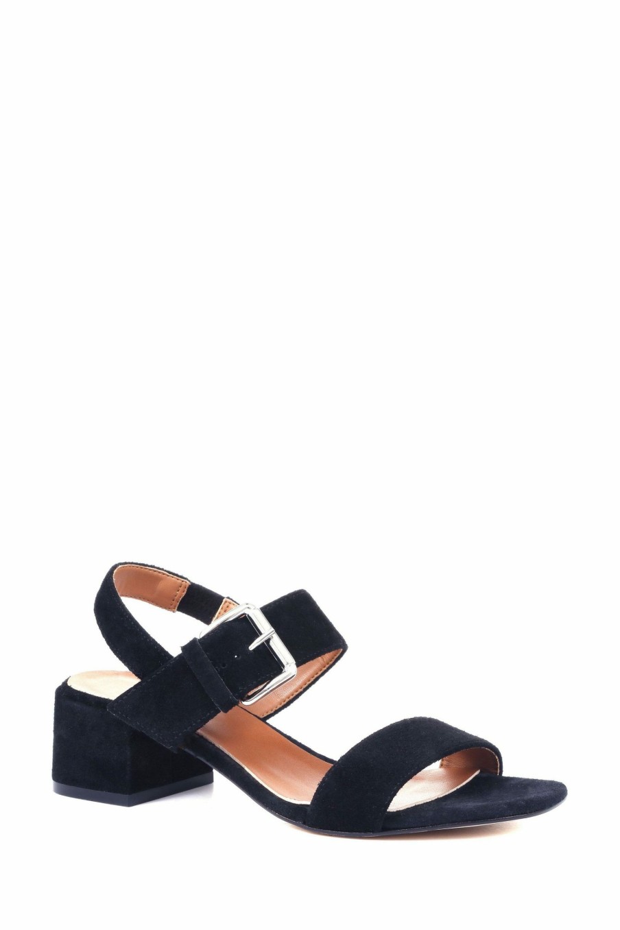 Other * | Jones Bootmaker Navy Blue Charlee Leather Block Heel Sandals