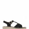 Sandals * | Jones Bootmaker Black Adrienne Ladies Leather Espadrille Sandals