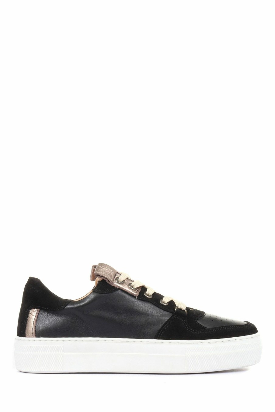 Trainers * | Jones Bootmaker Women'S Black Ashlynn Leather Lace-Up Trainers