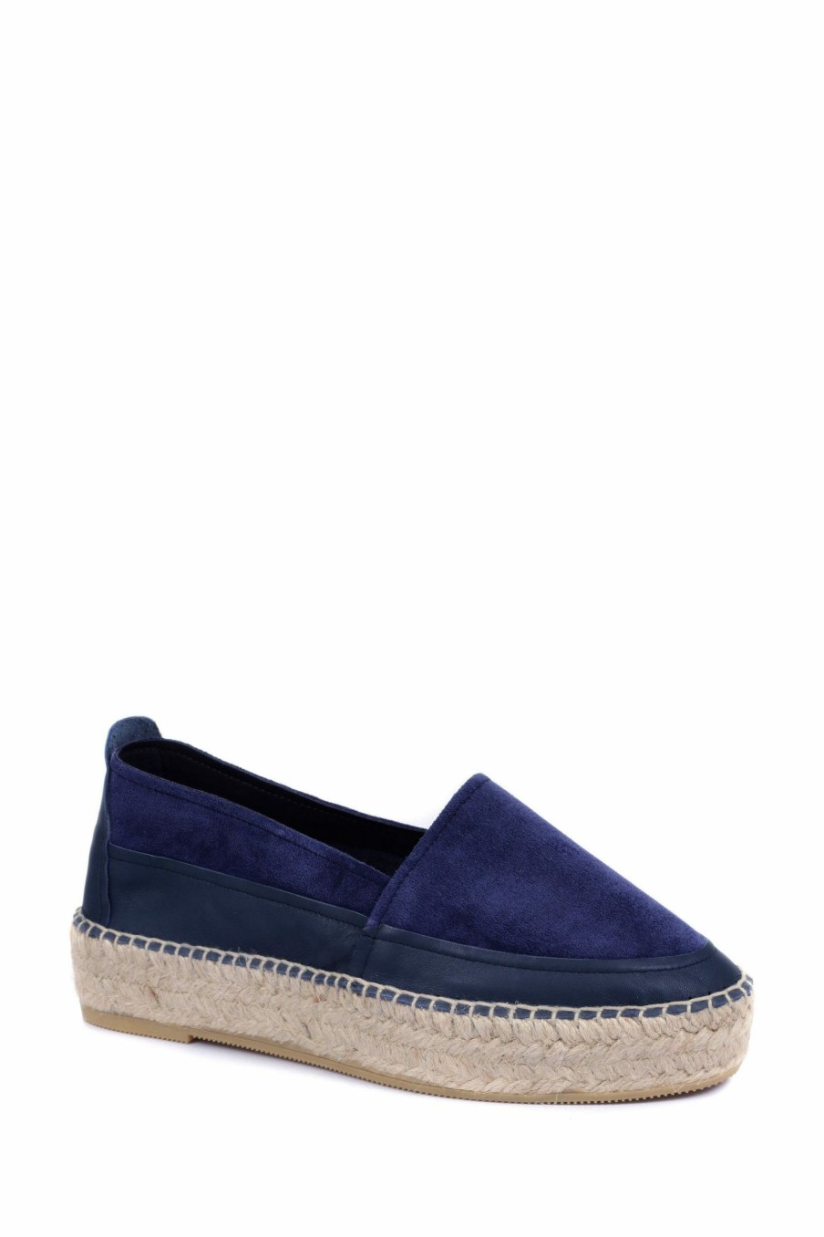 Shoes * | Jones Bootmaker Blue Adalyn Ladies Leather Espadrilles