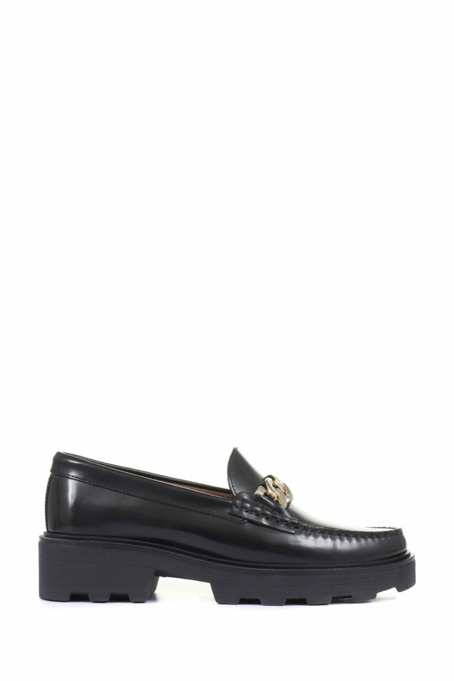 Shoes * | Jones Bootmaker Ladies Black Macey Chunky Leather Loafers