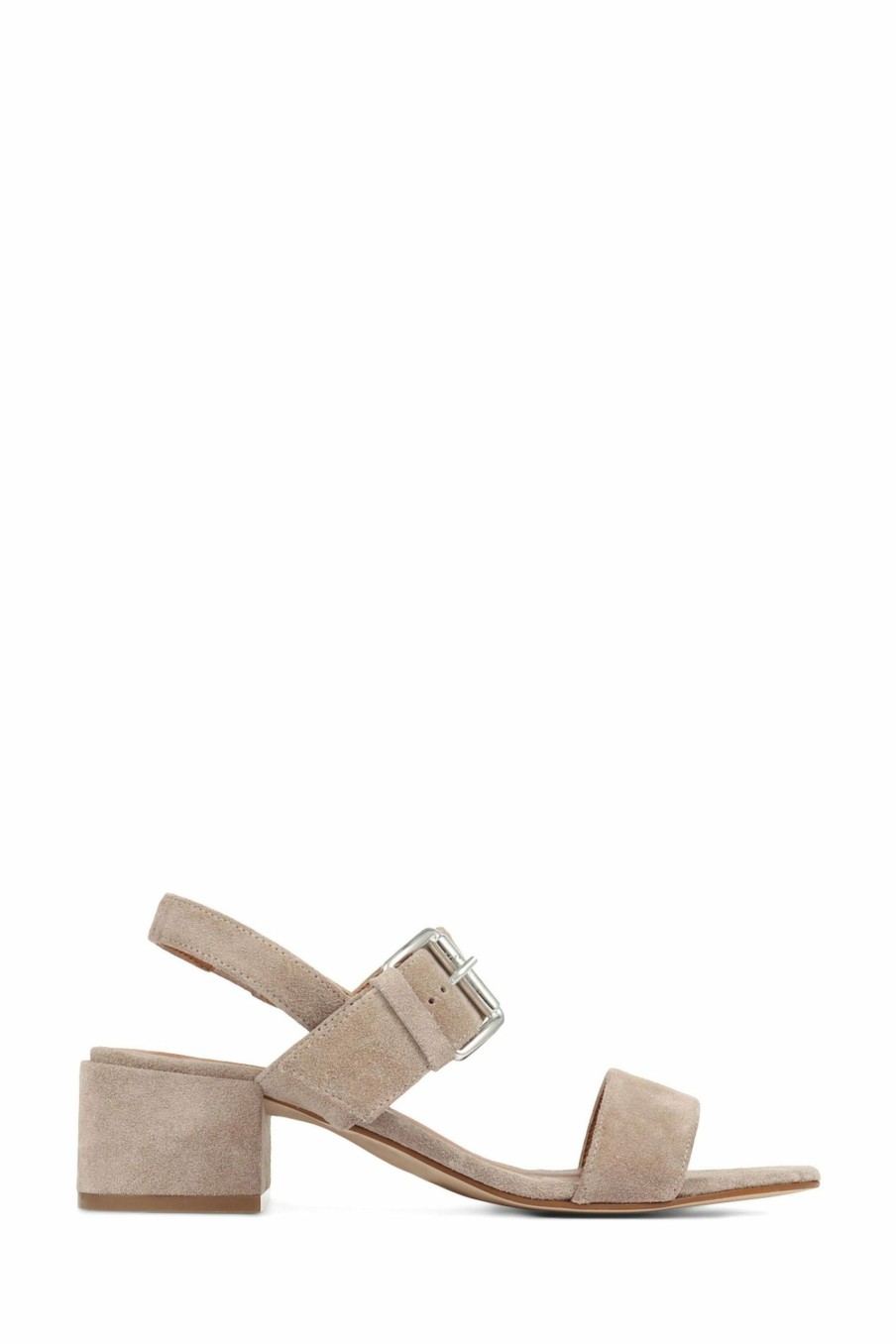 Sandals * | Jones Bootmaker Grey Charlee Leather Block Heel Sandals