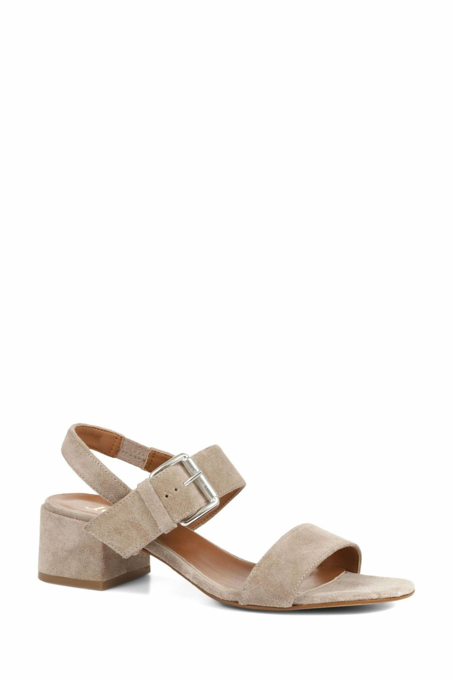 Sandals * | Jones Bootmaker Grey Charlee Leather Block Heel Sandals