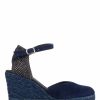 Other * | Jones Bootmaker Ladies Blue Arabella Leather Wedge Sandals