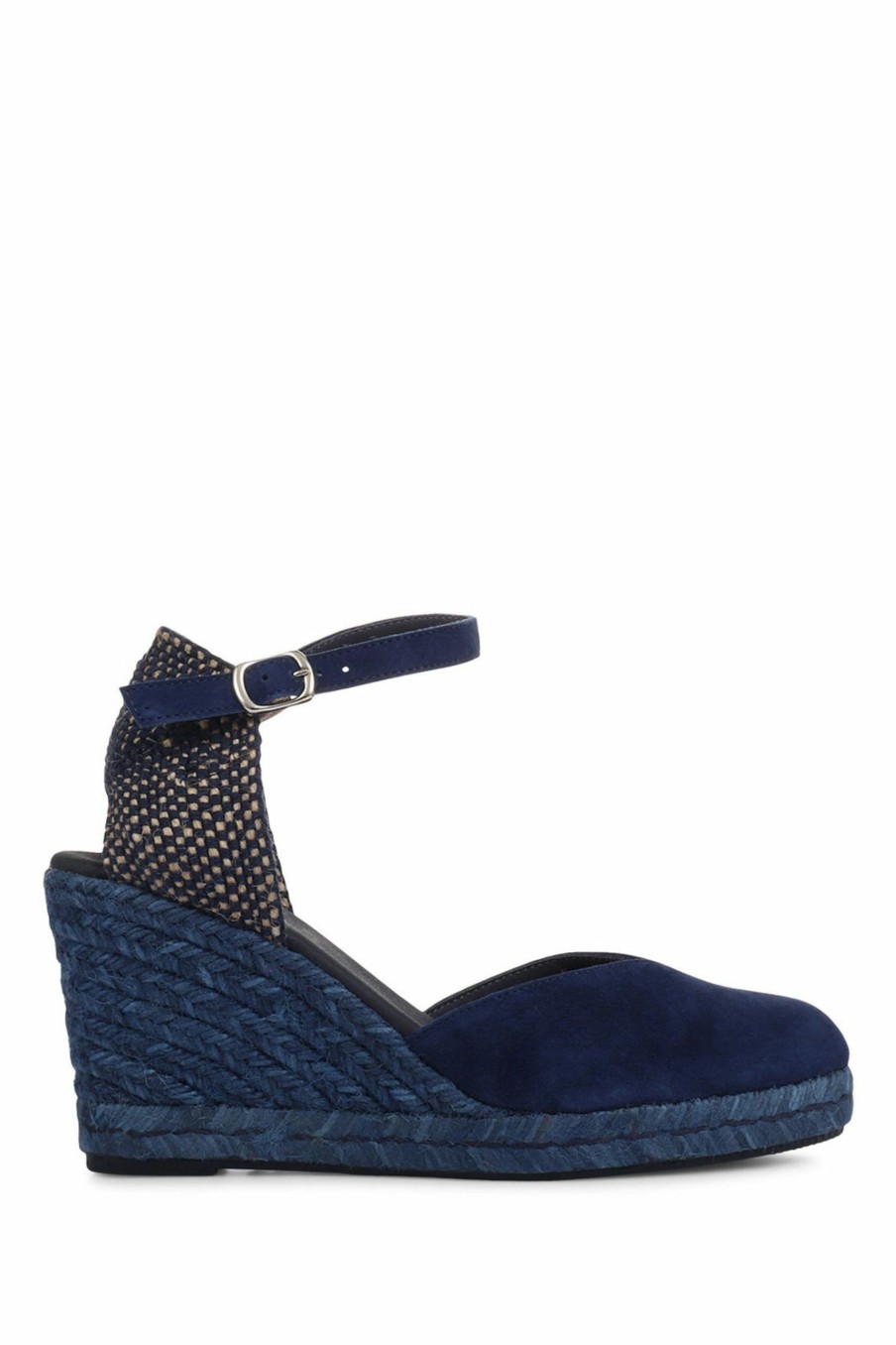 Other * | Jones Bootmaker Ladies Blue Arabella Leather Wedge Sandals