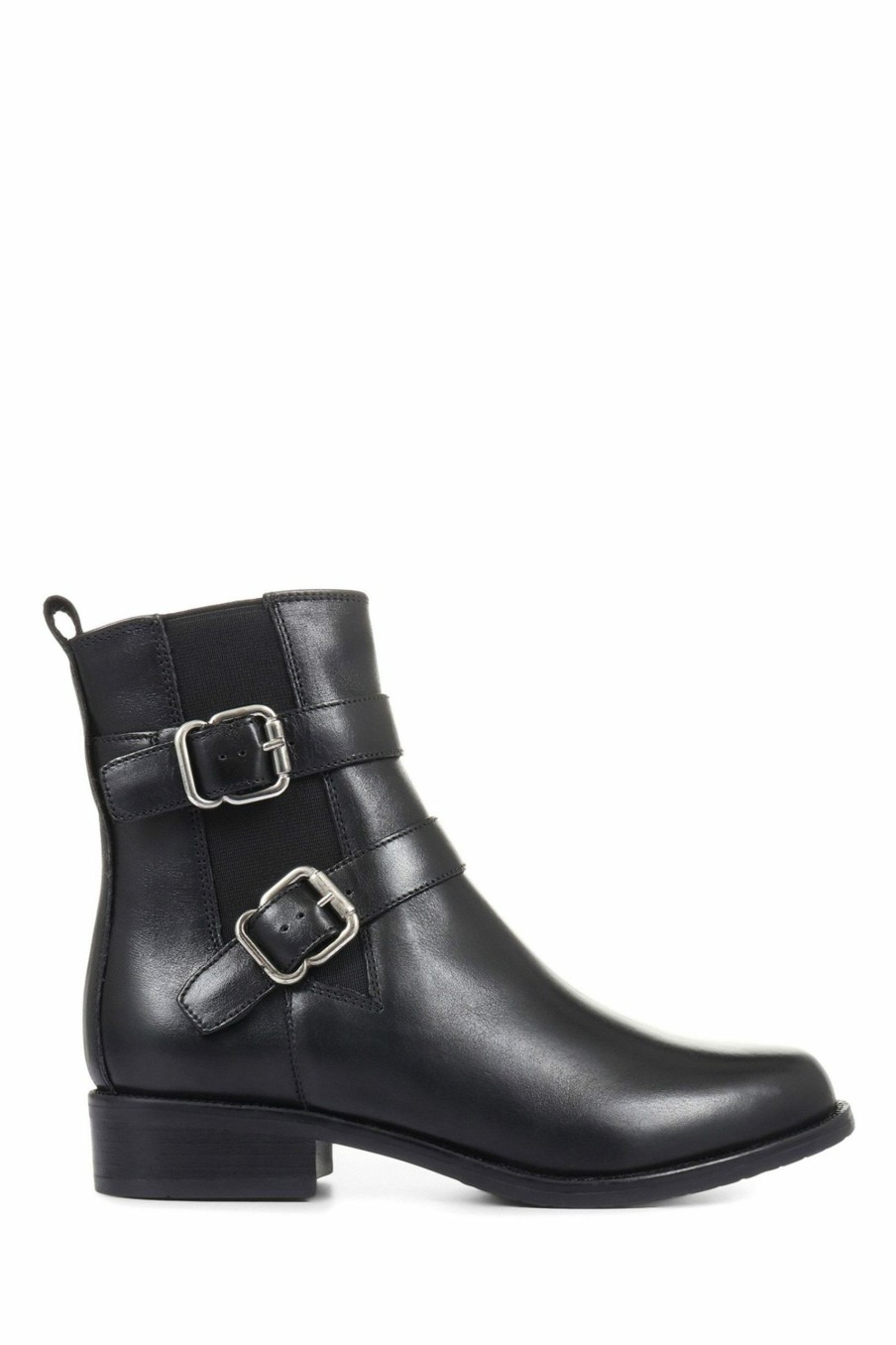 Boots * | Jones Bootmaker Womens Black Camelia Leather Buckle Boots