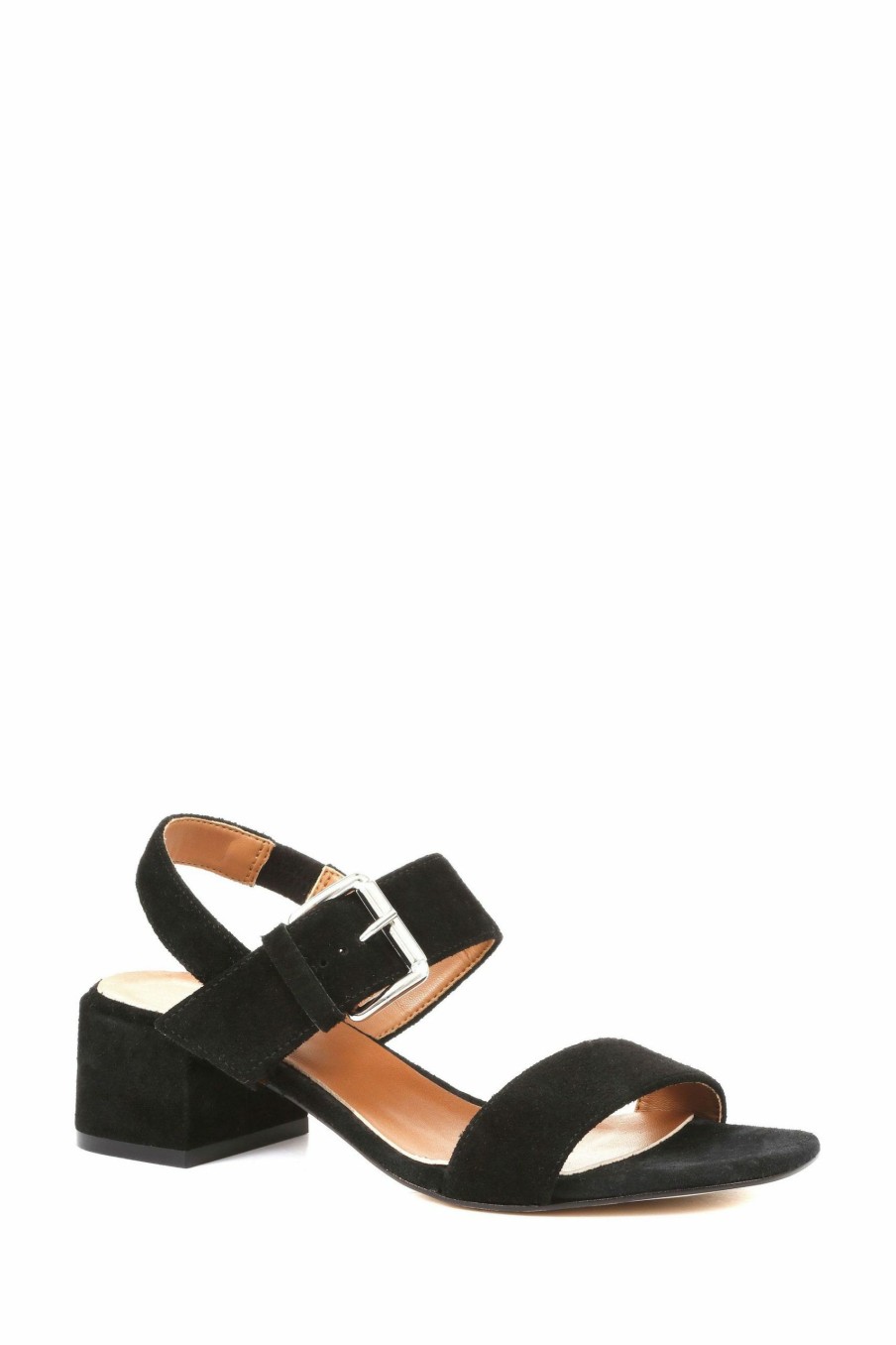 Sandals * | Jones Bootmaker Charlee Black Leather Block Heel Sandals